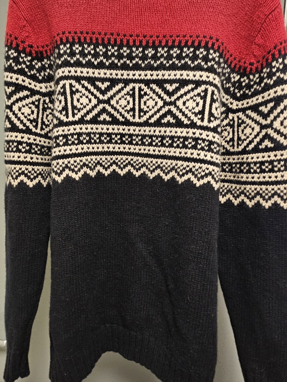 Cherokee Red, Black & Cream Fair Isle Crewneck Sweater.Nordic, Cabin Core, Cozy